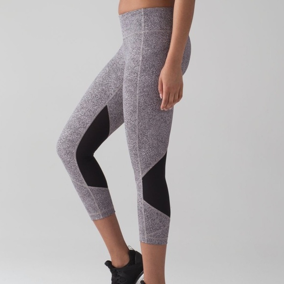 Lululemon Pace Rival Crop Leggings (22") Sea Spray Alpine White Dark Chrome/ Blk - Picture 1 of 16